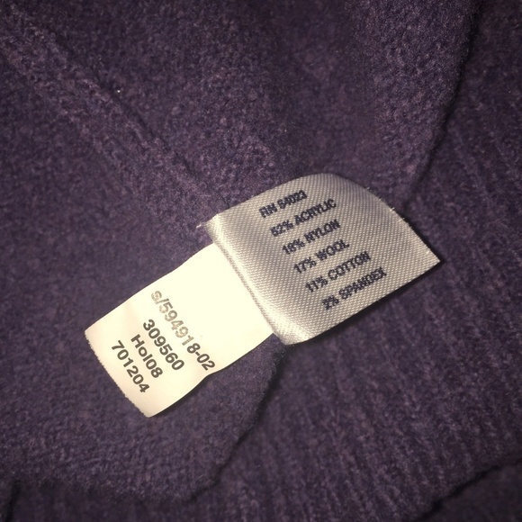 3/25 Gap Sweater L Purple Ribbon Tie Keyhole Wool - Picture 5 of 5